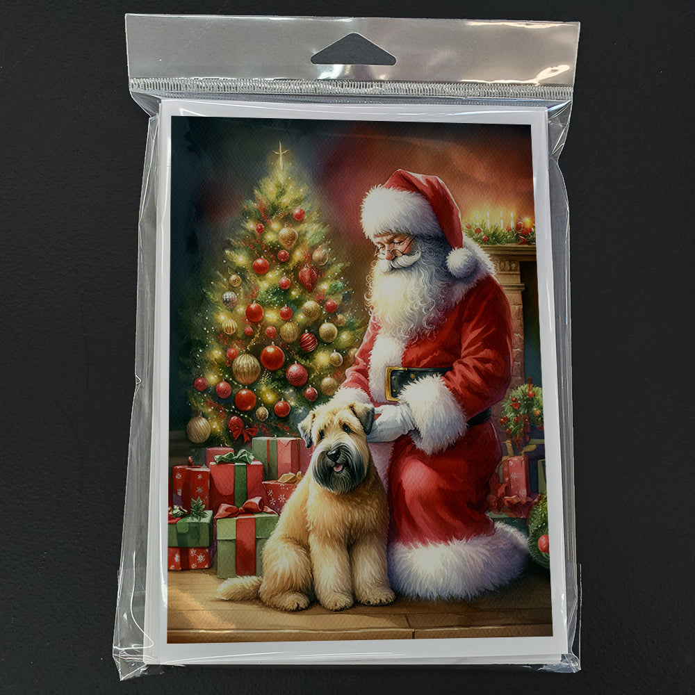 Wheaten Terrier and Santa Claus Greeting Cards Pack of 8 Blank Cards with Envelopes Whimsical A7 Size 5x7