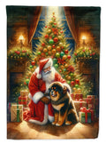 Tibetan Mastiff and Santa Claus House Flag 28x40 Porch Sleeve Pole Decorative Outside Yard Banner Artwork Wall Hanging, Polyester