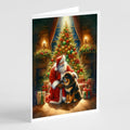 Tibetan Mastiff and Santa Claus Greeting Cards Pack of 8 Blank Cards with Envelopes Whimsical A7 Size 5x7