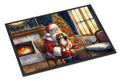 Tibetan Spaniel and Santa Claus Doormat Indoor Outdoor 24H X 36W Front Door Mat Rugs for Entryway, Non Slip Washable Low Pile,