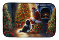 Tibetan Terrier and Santa Claus Dish Drying Mat Absorbent Dish Drying Mat Pad for Kitchen Counter Dish Drainer Mat for Countertop, 14 x 21", Multicolor