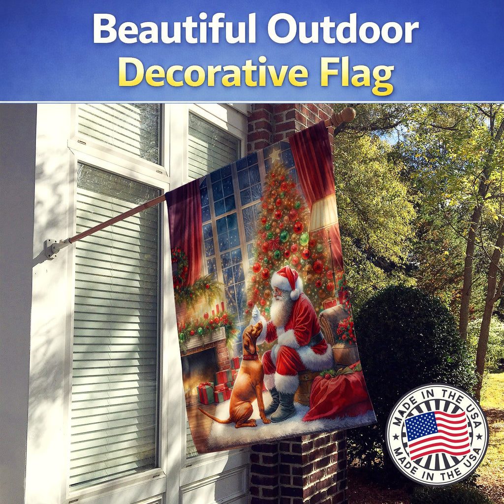 Vizsla and Santa Claus House Flag 28x40 Porch Sleeve Pole Decorative Outside Yard Banner Artwork Wall Hanging, Polyester