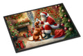 Vizsla and Santa Claus Doormat Indoor Outdoor 18H X 27W Front Door Mat Rugs for Entryway, Non Slip Washable