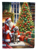 Weimaraner and Santa Claus House Flag 28x40 Porch Sleeve Pole Decorative Outside Yard Banner Artwork Wall Hanging, Polyester