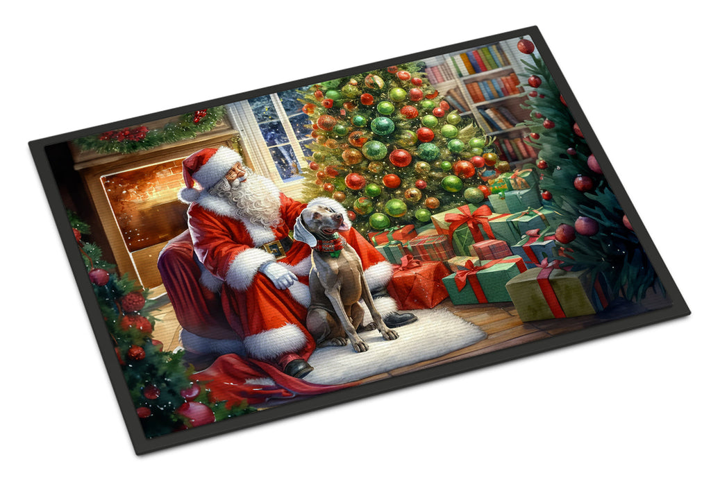 Weimaraner and Santa Claus Doormat Indoor Outdoor 24H X 36W Front Door Mat Rugs for Entryway, Non Slip Washable Low Pile,