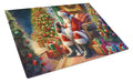 Welsh Springer Spaniel and Santa Claus Cutting Board Tempered Glass Kitchen Cutting Surface, Heat Resistant Chopping, Non-Slip Feet, Food Prep & Serving