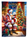 Westie and Santa Claus House Flag 28x40 Porch Sleeve Pole Decorative Outside Yard Banner Artwork Wall Hanging, Polyester