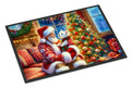 Westie and Santa Claus Doormat Indoor Outdoor 24H X 36W Front Door Mat Rugs for Entryway, Non Slip Washable Low Pile,