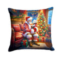 Westie and Santa Claus Decorative Throw Pillow 14x14 Indoor Outdoor Accent Cushion, Fabric Cover with Insert for Sofa, Bed, Porch & Living Room