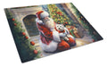 Westie and Santa Claus Cutting Board Tempered Glass Kitchen Cutting Surface, Heat Resistant Chopping, Non-Slip Feet, Food Prep & Serving