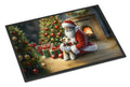 Fox Terrier and Santa Claus Doormat Indoor Outdoor 24H X 36W Front Door Mat Rugs for Entryway, Non Slip Washable Low Pile,