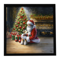 Fox Terrier and Santa Claus Framed Metal Print Bathroom, Kitchen, Office, Home Decor Wall Art Ready to Hang, Square, 8X8