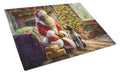 Wirehaired Pointing Griffon and Santa Claus Cutting Board Tempered Glass Kitchen Cutting Surface, Heat Resistant Chopping, Non-Slip Feet, Food Prep & Serving