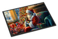 Yorkshire Terrier Yorkie and Santa Claus Doormat Indoor Outdoor 18H X 27W Front Door Mat Rugs for Entryway, Non Slip Washable