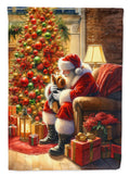 Yorkshire Terrier Yorkie and Santa Claus House Flag 28x40 Porch Sleeve Pole Decorative Outside Yard Banner Artwork Wall Hanging, Polyester
