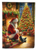 Yorkshire Terrier Yorkie and Santa Claus House Flag 28x40 Porch Sleeve Pole Decorative Outside Yard Banner Artwork Wall Hanging, Polyester