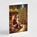 Yorkshire Terrier Yorkie and Santa Claus Greeting Cards Pack of 8 Blank Cards with Envelopes Whimsical A7 Size 5x7
