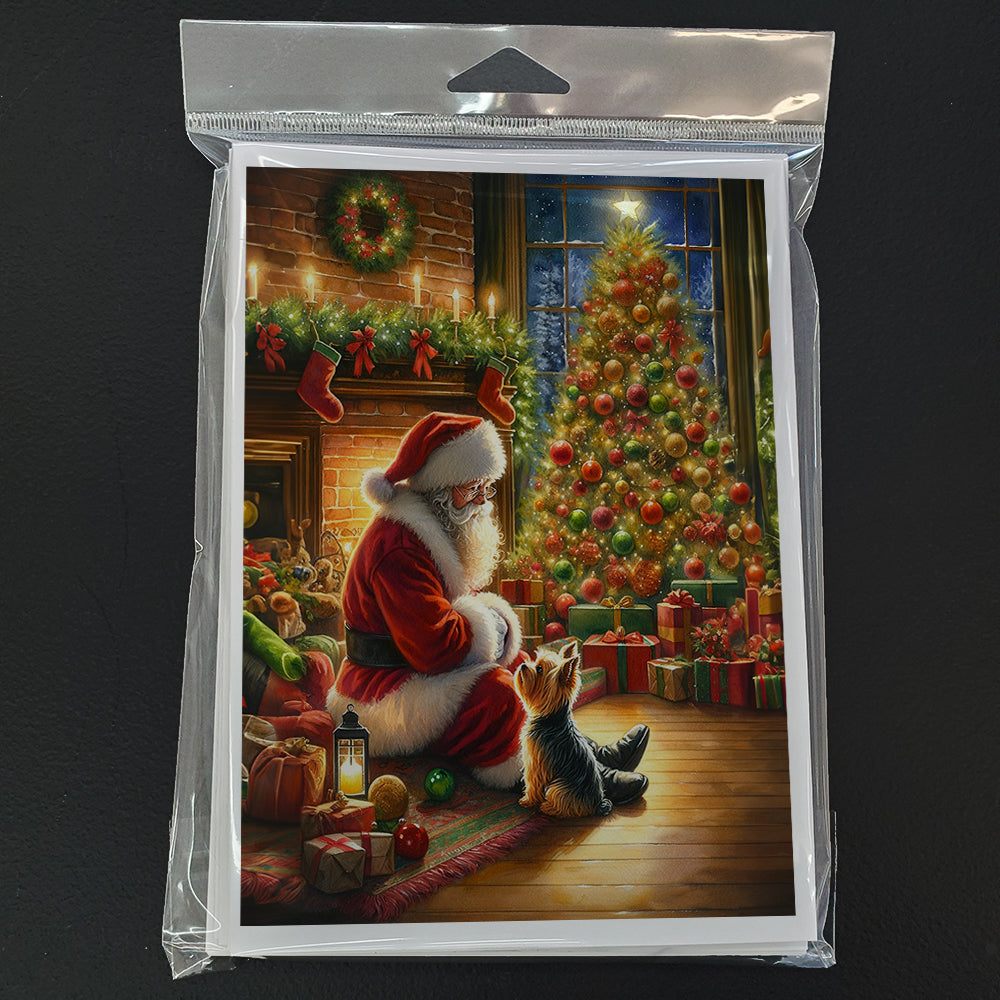 Yorkshire Terrier Yorkie and Santa Claus Greeting Cards Pack of 8 Blank Cards with Envelopes Whimsical A7 Size 5x7