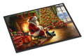 Yorkshire Terrier Yorkie and Santa Claus Doormat Indoor Outdoor 18H X 27W Front Door Mat Rugs for Entryway, Non Slip Washable