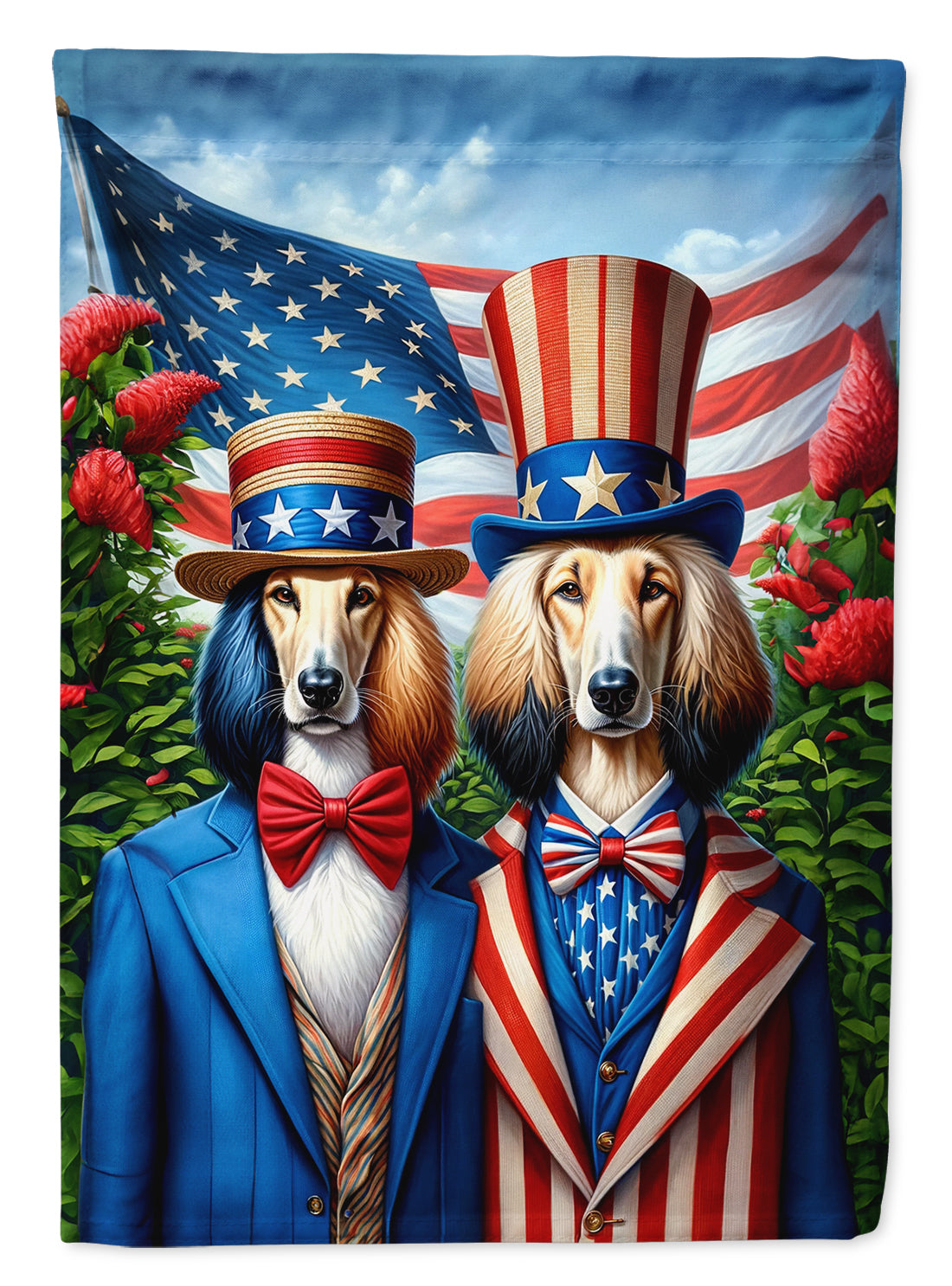 All American Afghan Hound House Flag 28x40 Porch Sleeve Pole Decorative Outside Yard Banner Artwork Wall Hanging, Polyester
