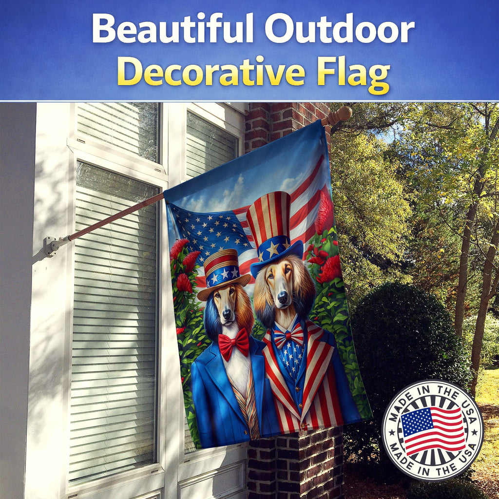 All American Afghan Hound House Flag 28x40 Porch Sleeve Pole Decorative Outside Yard Banner Artwork Wall Hanging, Polyester