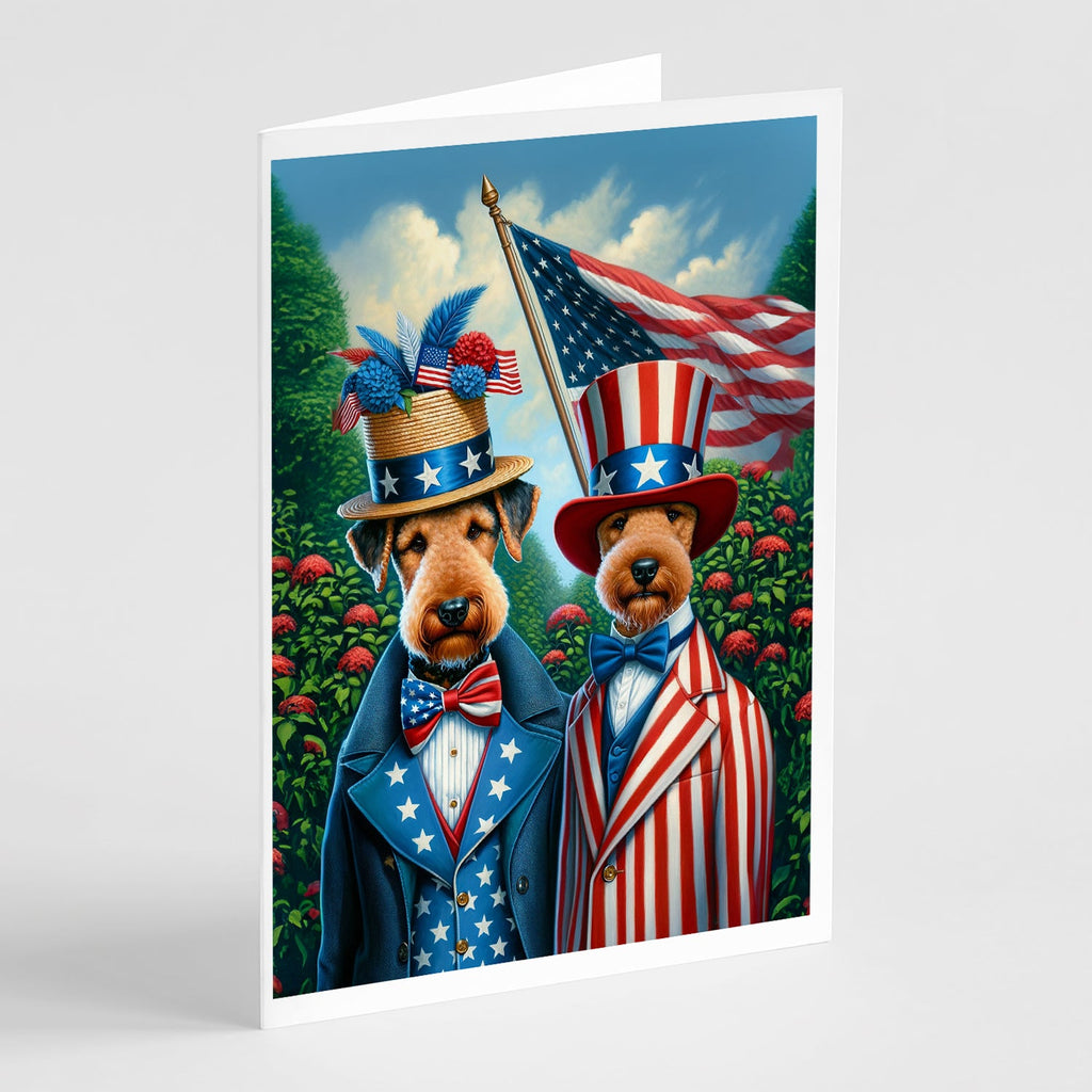All American Airedale Terrier Greeting Cards Pack of 8 Blank Cards with Envelopes Whimsical A7 Size 5x7
