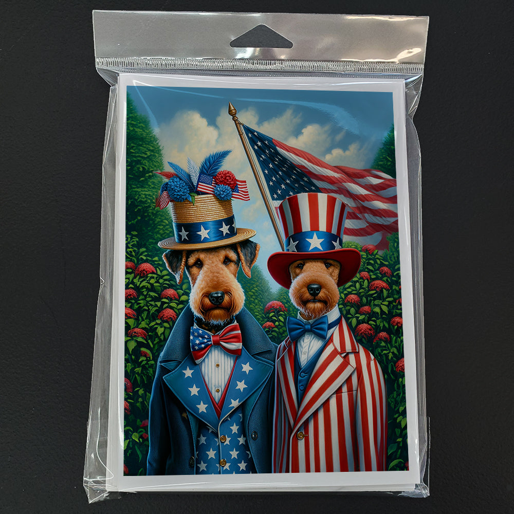 All American Airedale Terrier Greeting Cards Pack of 8 Blank Cards with Envelopes Whimsical A7 Size 5x7