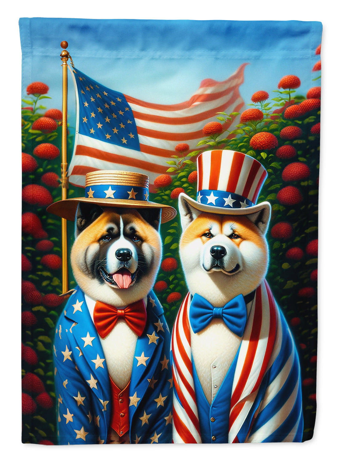 All American Akita House Flag 28x40 Porch Sleeve Pole Decorative Outside Yard Banner Artwork Wall Hanging, Polyester