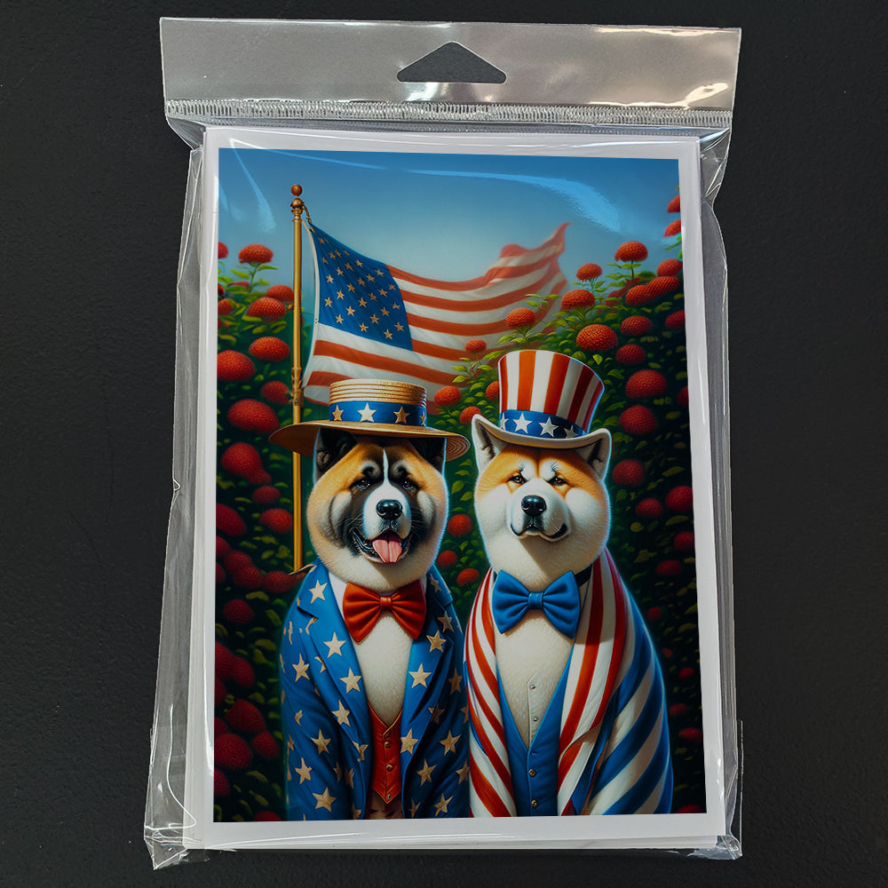 All American Akita Greeting Cards Pack of 8 Blank Cards with Envelopes Whimsical A7 Size 5x7