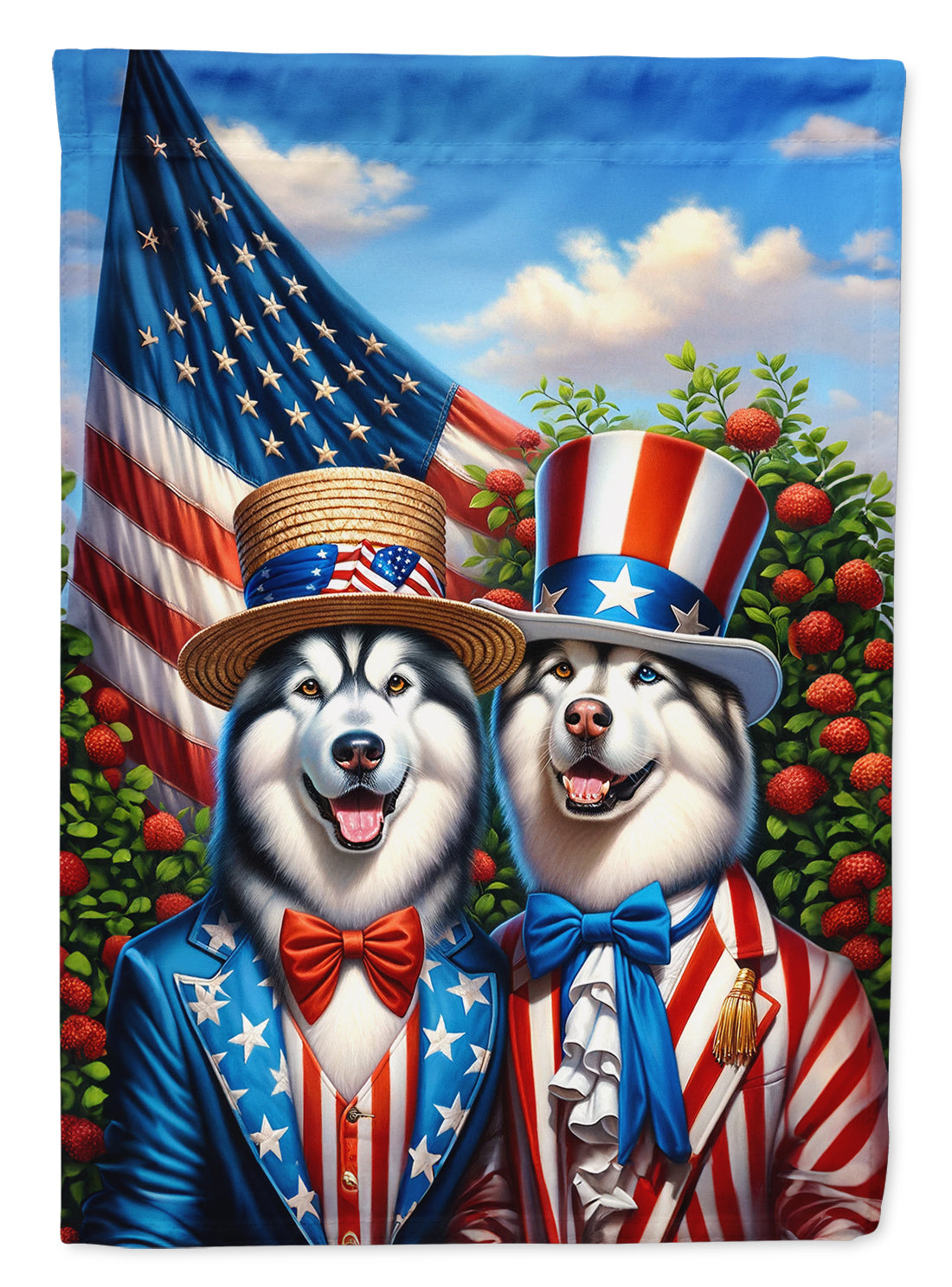All American Alaskan Malamute House Flag 28x40 Porch Sleeve Pole Decorative Outside Yard Banner Artwork Wall Hanging, Polyester