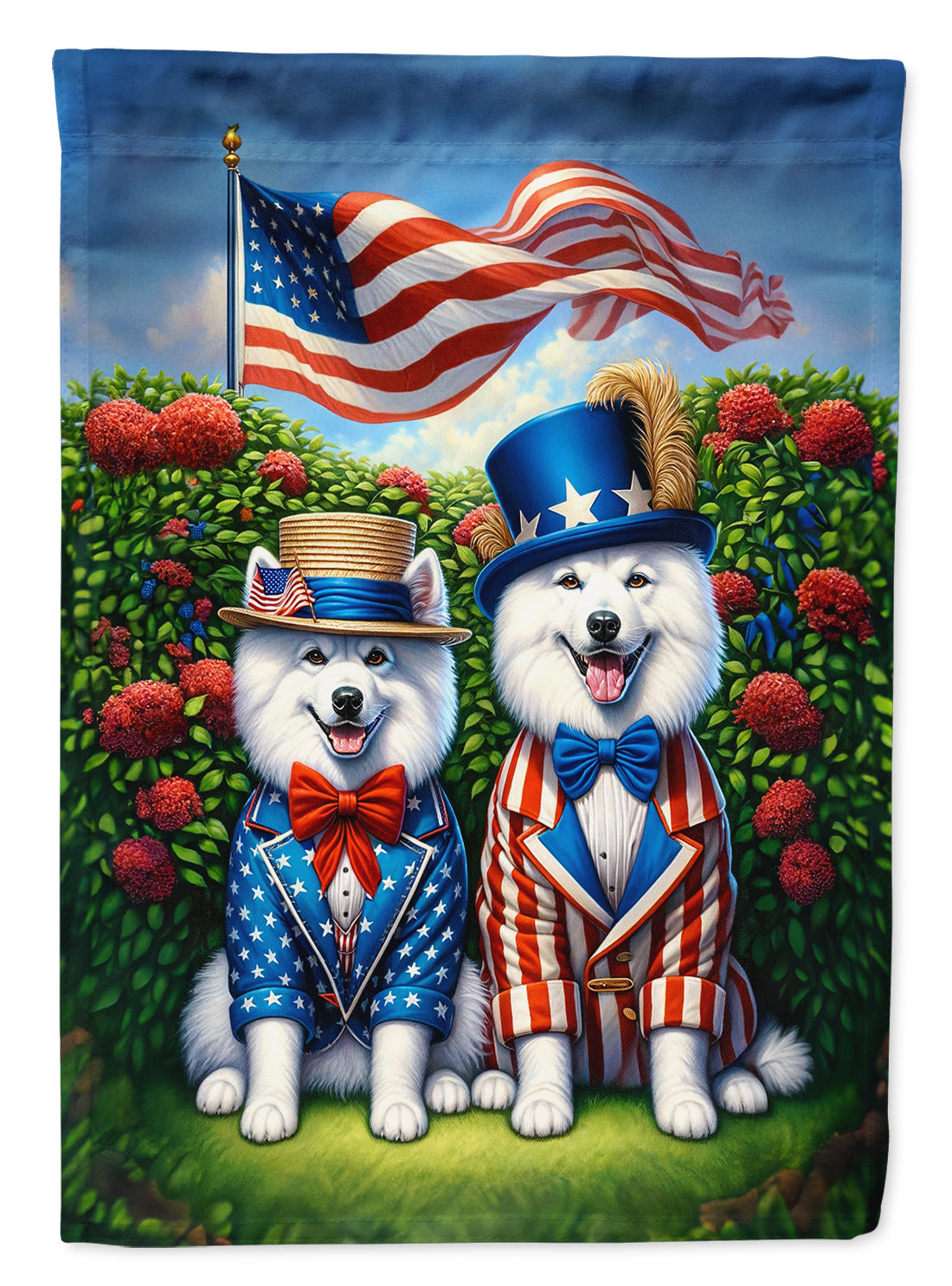 All American American Eskimo House Flag 28x40 Porch Sleeve Pole Decorative Outside Yard Banner Artwork Wall Hanging, Polyester