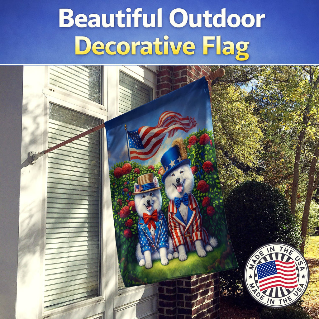All American American Eskimo House Flag 28x40 Porch Sleeve Pole Decorative Outside Yard Banner Artwork Wall Hanging, Polyester