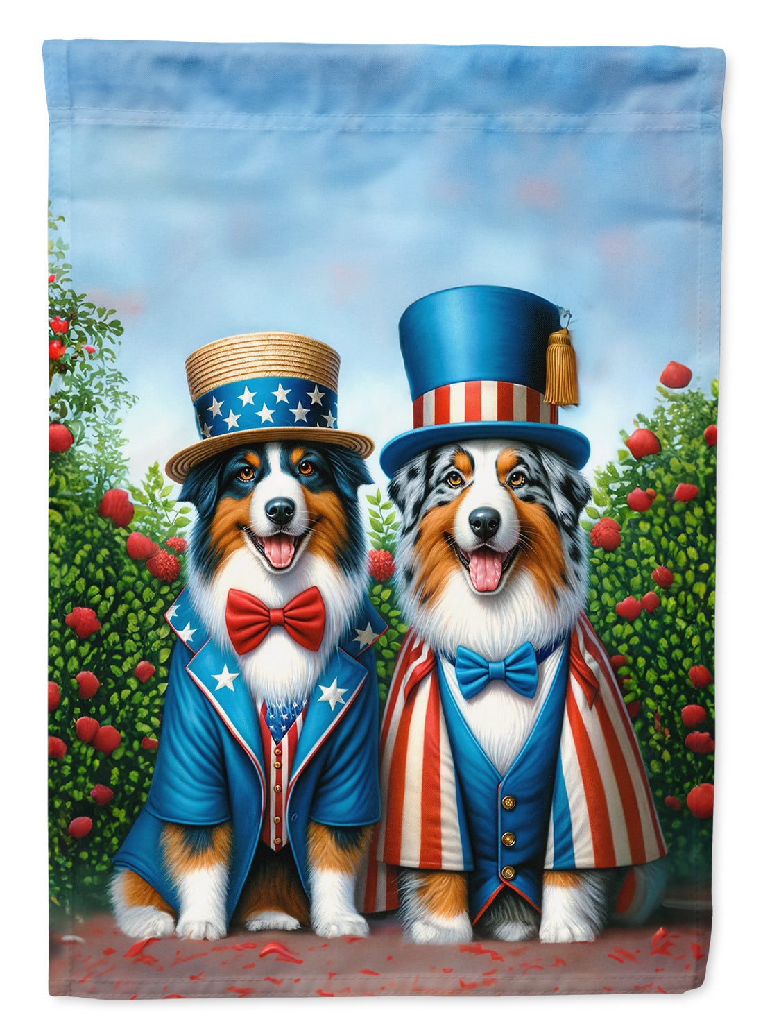 All American Australian Shepherd House Flag 28x40 Porch Sleeve Pole Decorative Outside Yard Banner Artwork Wall Hanging, Polyester