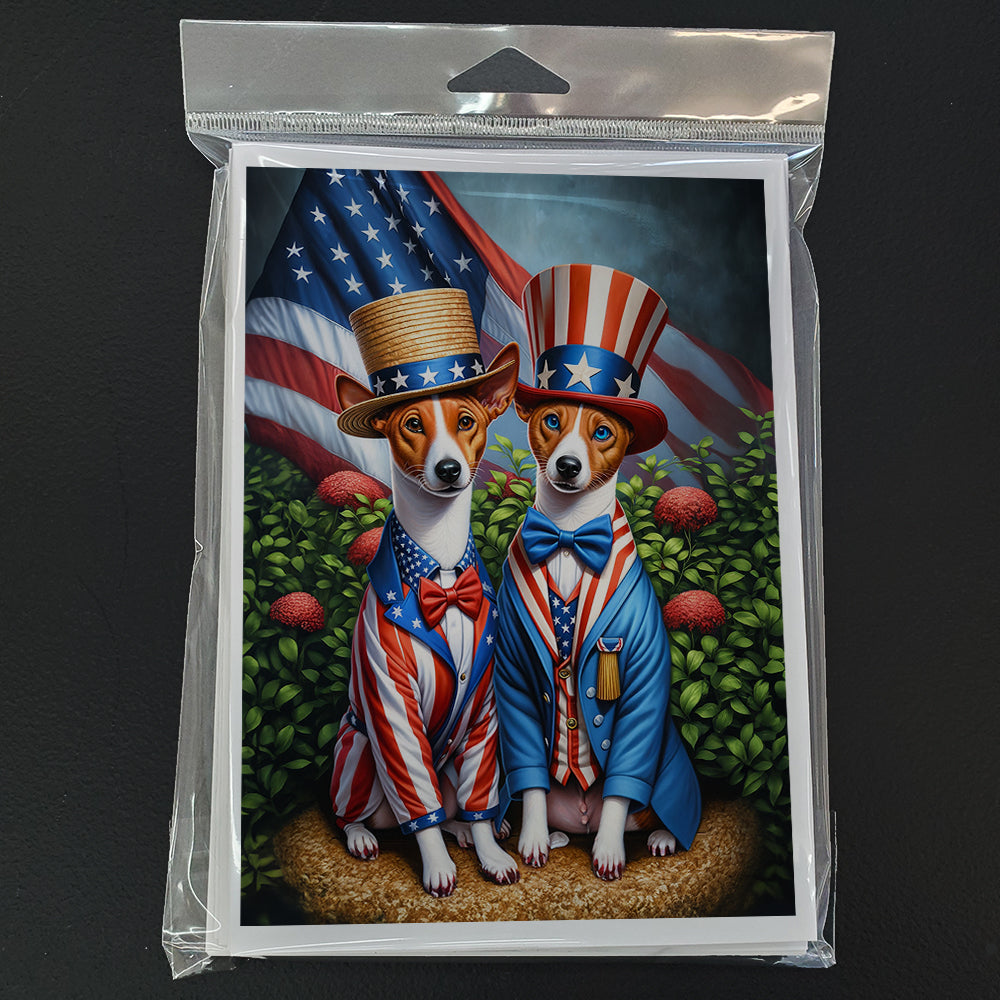 All American Basenji Greeting Cards Pack of 8 Blank Cards with Envelopes Whimsical A7 Size 5x7