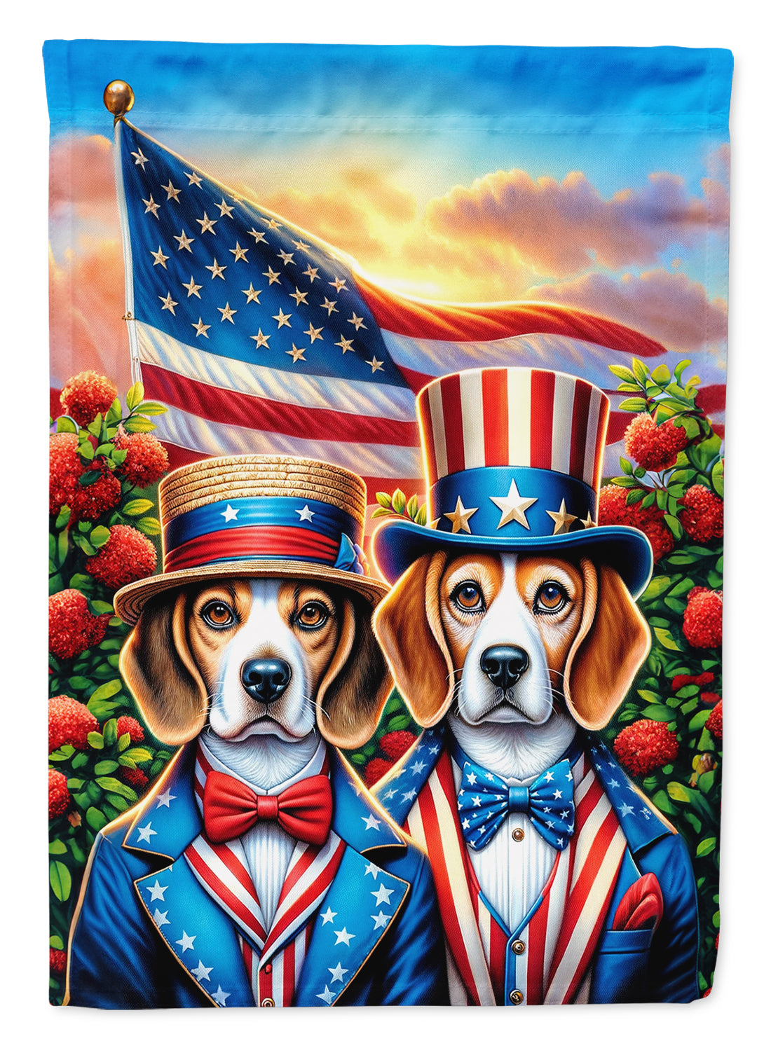 All American Beagle House Flag 28x40 Porch Sleeve Pole Decorative Outside Yard Banner Artwork Wall Hanging, Polyester