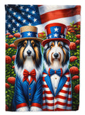 All American Bearded Collie House Flag 28x40 Porch Sleeve Pole Decorative Outside Yard Banner Artwork Wall Hanging, Polyester