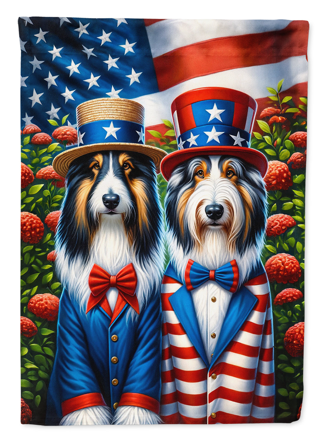 All American Bearded Collie House Flag 28x40 Porch Sleeve Pole Decorative Outside Yard Banner Artwork Wall Hanging, Polyester