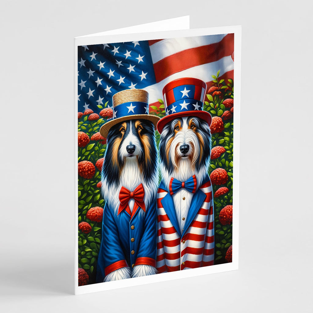 All American Bearded Collie Greeting Cards Pack of 8 Blank Cards with Envelopes Whimsical A7 Size 5x7