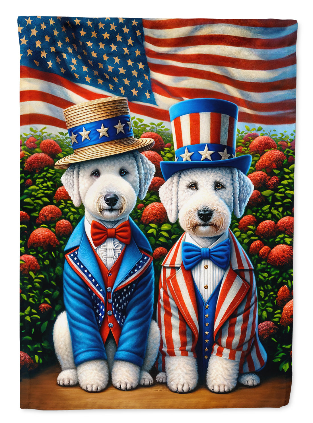 All American Bedlington Terrier House Flag 28x40 Porch Sleeve Pole Decorative Outside Yard Banner Artwork Wall Hanging, Polyester