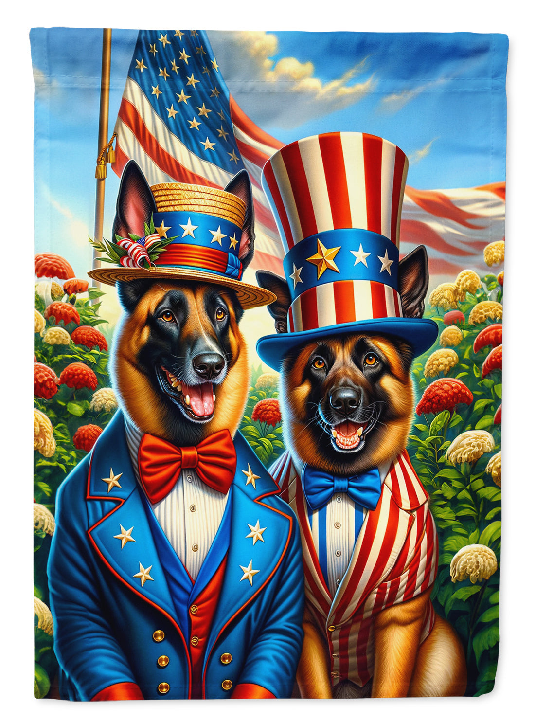 All American Belgian Malinois House Flag 28x40 Porch Sleeve Pole Decorative Outside Yard Banner Artwork Wall Hanging, Polyester