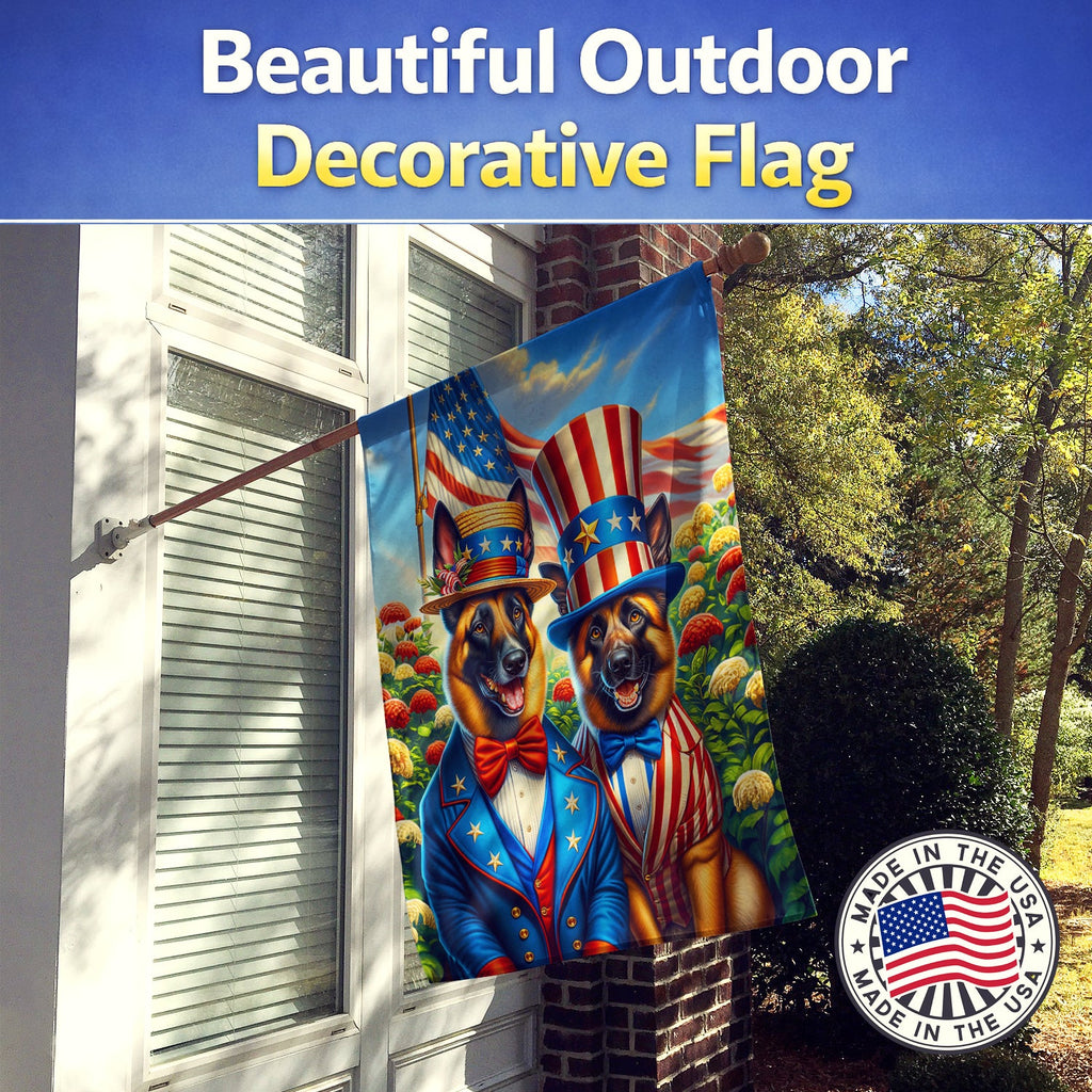 All American Belgian Malinois House Flag 28x40 Porch Sleeve Pole Decorative Outside Yard Banner Artwork Wall Hanging, Polyester