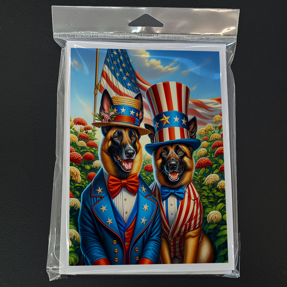 All American Belgian Malinois Greeting Cards Pack of 8 Blank Cards with Envelopes Whimsical A7 Size 5x7