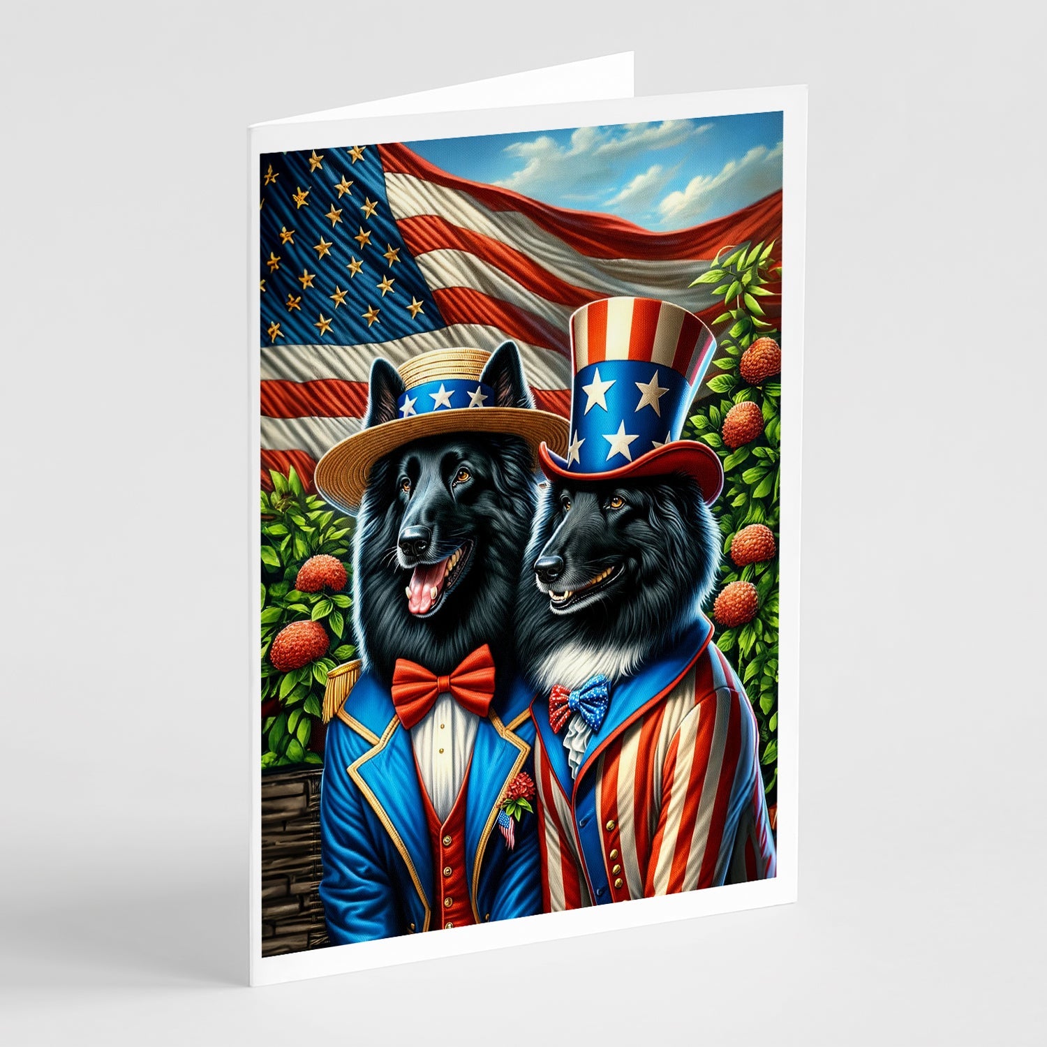 All American Belgian Sheepdog Greeting Cards Pack of 8 Blank Cards with Envelopes Whimsical A7 Size 5x7