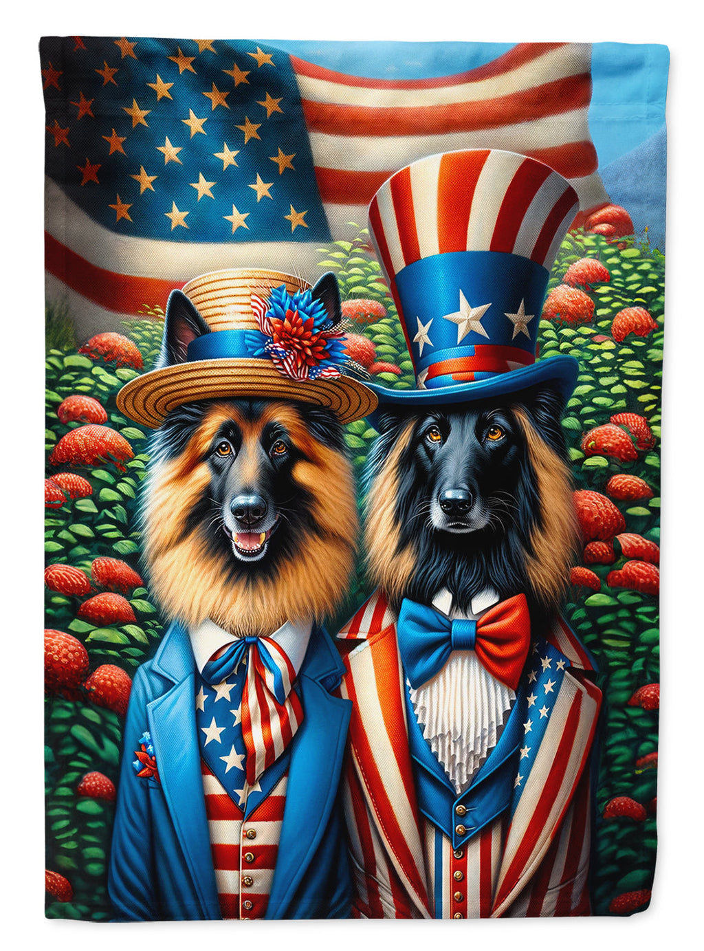 All American Belgian Tervuren House Flag 28x40 Porch Sleeve Pole Decorative Outside Yard Banner Artwork Wall Hanging, Polyester