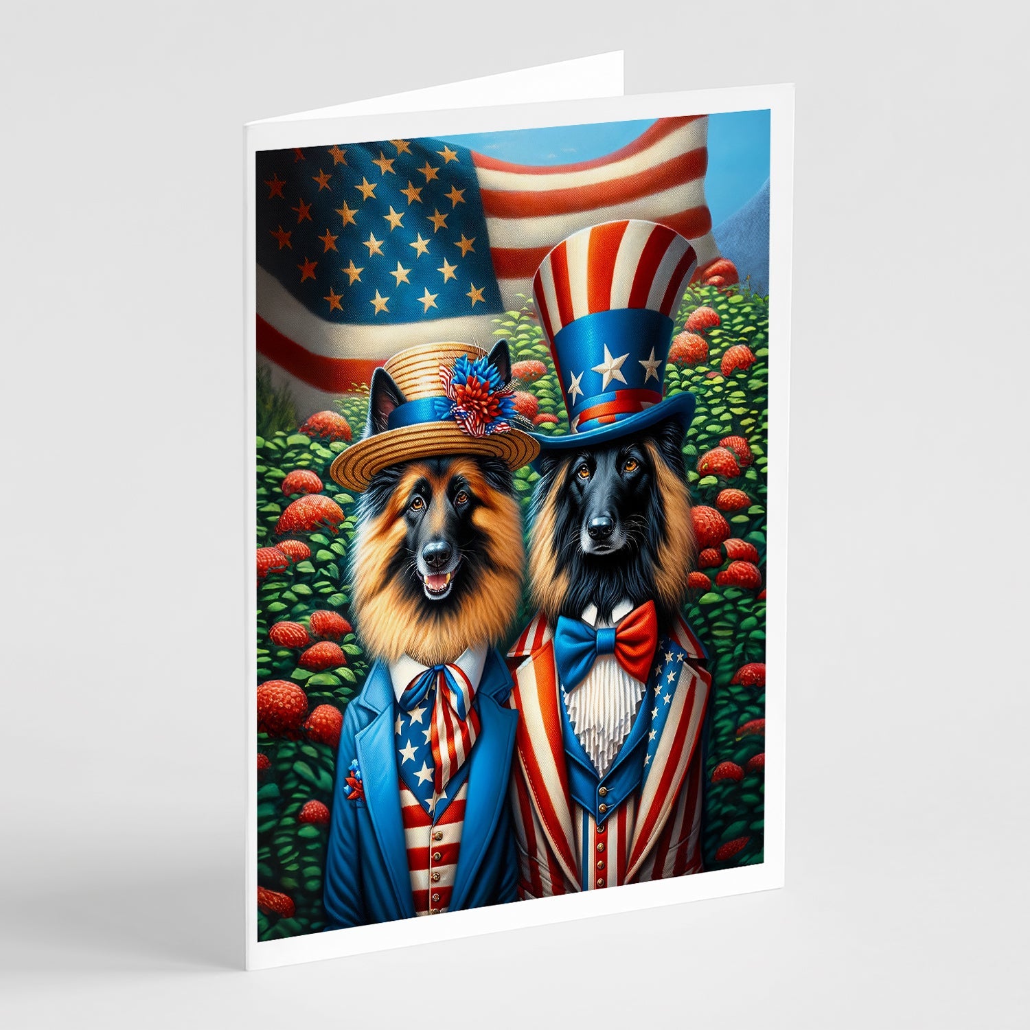 All American Belgian Tervuren Greeting Cards Pack of 8 Blank Cards with Envelopes Whimsical A7 Size 5x7