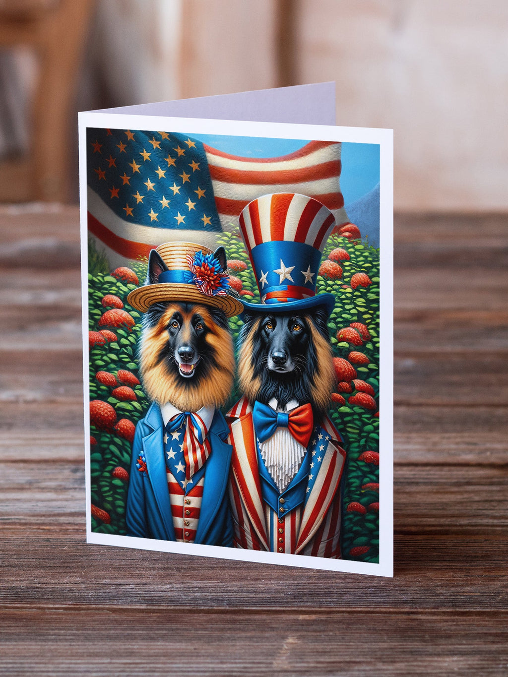 All American Belgian Tervuren Greeting Cards Pack of 8 Blank Cards with Envelopes Whimsical A7 Size 5x7