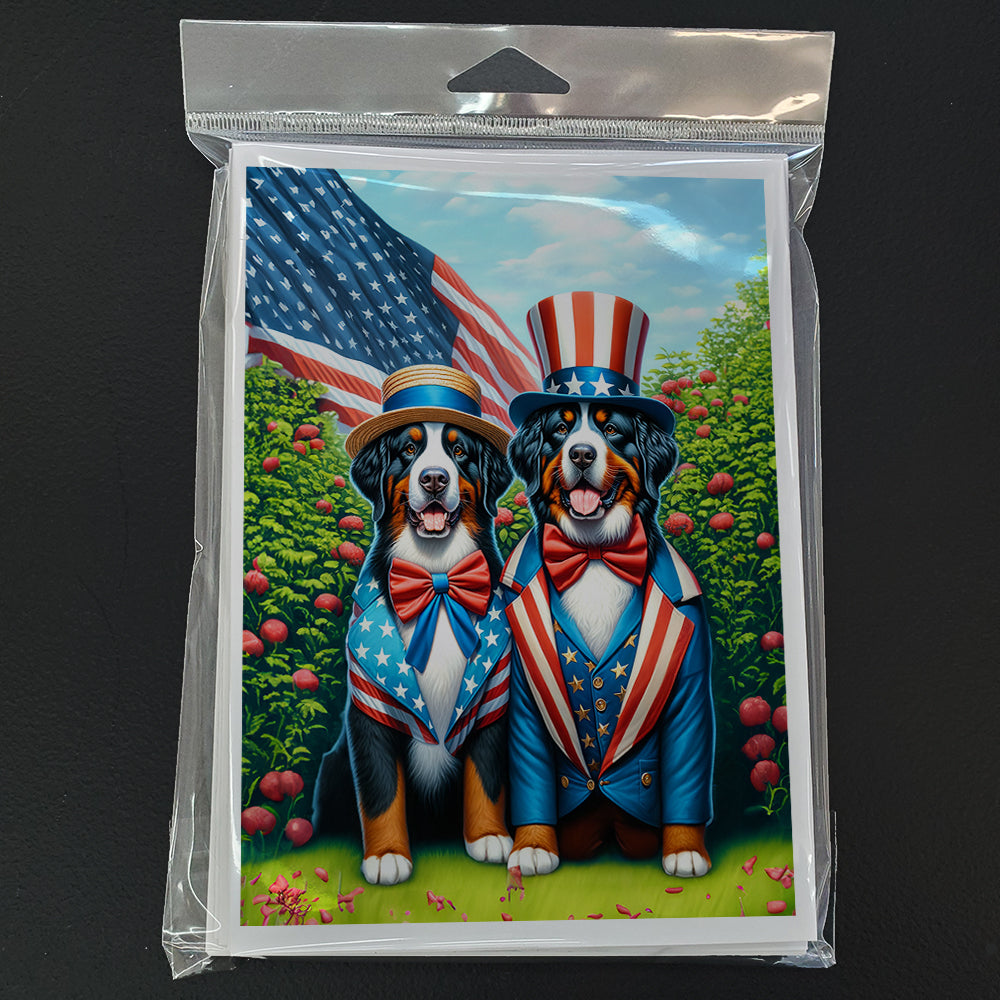 All American Bernese Mountain Dog Greeting Cards Pack of 8 Blank Cards with Envelopes Whimsical A7 Size 5x7