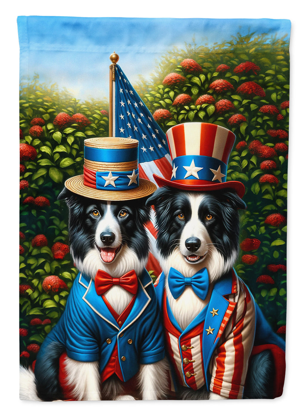 All American Border Collie House Flag 28x40 Porch Sleeve Pole Decorative Outside Yard Banner Artwork Wall Hanging, Polyester