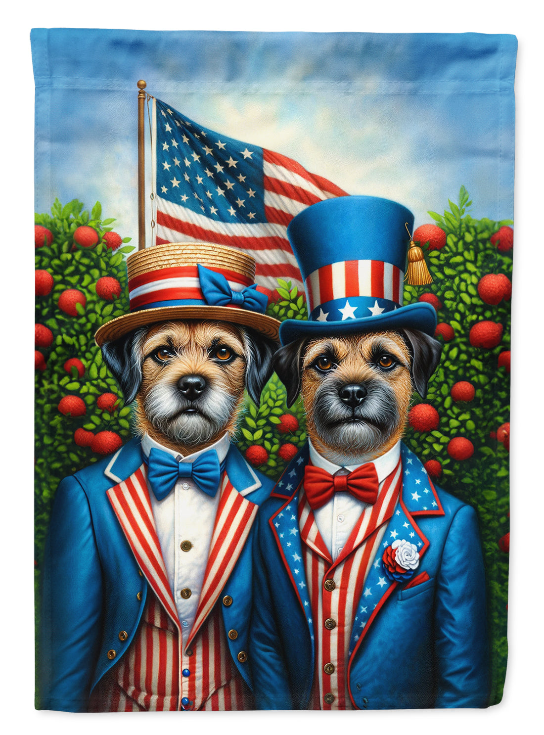 All American Border Terrier House Flag 28x40 Porch Sleeve Pole Decorative Outside Yard Banner Artwork Wall Hanging, Polyester