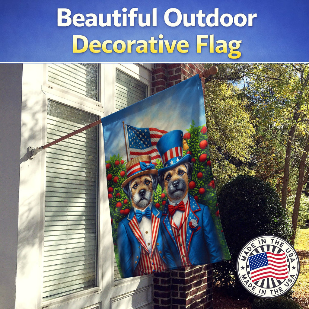 All American Border Terrier House Flag 28x40 Porch Sleeve Pole Decorative Outside Yard Banner Artwork Wall Hanging, Polyester
